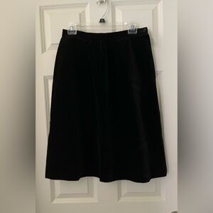 Women’s Vintage Sphere Black velvet midi skirt lined pockets holiday size 14
